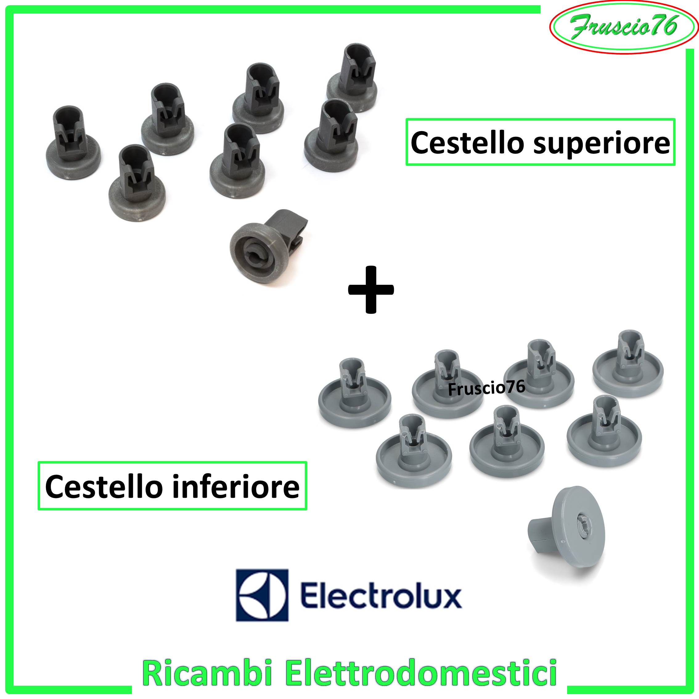 Ruote Cestello Inferiore Lavastoviglie Zanussi – Confezione Da 8 Originali, Grigie